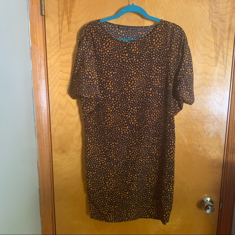 Navy and Orange Dot Zara Shift Dress